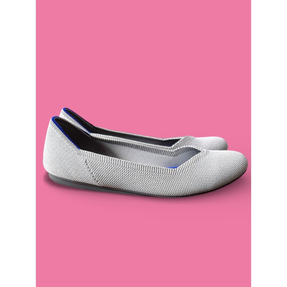 Rothy's The Round Flat Light Gray Knit Comfort Size 7.5 flats - Picture 2 of 5